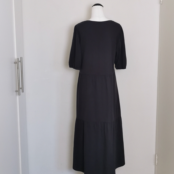 Decjuba Dress Black sz L Drop Hem Longline Gypsy style 3/4 Sleeve Boho 90s - Picture 12 of 12